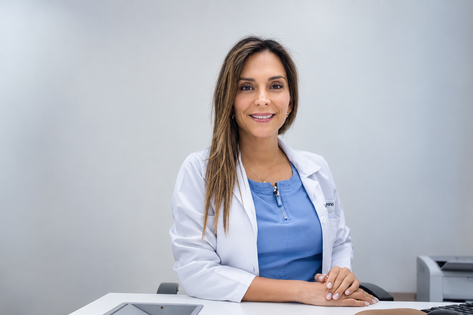 Dra. Raquel Alexandra Naranjo Palacio preparando procedimiento médico